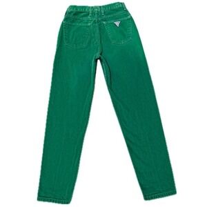 👖🛼 GEORGES MARCIANO for GUESS Green Denim Jeans | Vintage 80s USA Sz 28